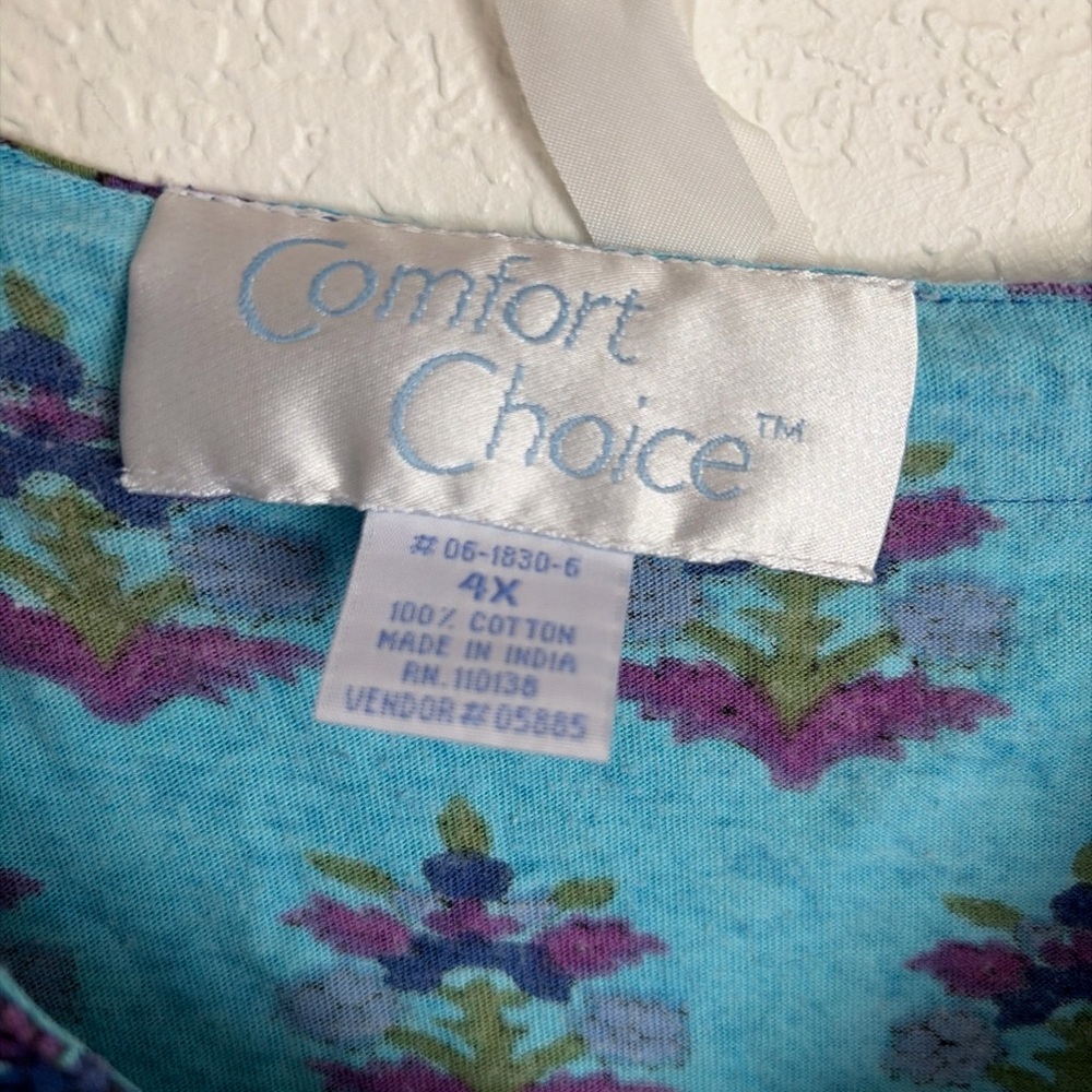 Vintage Comfort Choice Women's Multicolor Floral Cotton Lounge Dress size 4X - Picture 3 of 4